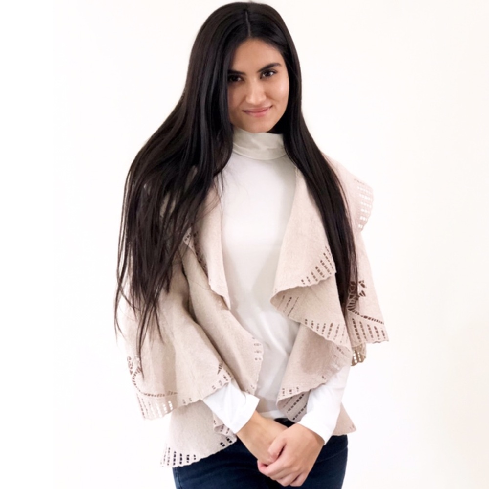 Cream Knit Cardigan Sweater